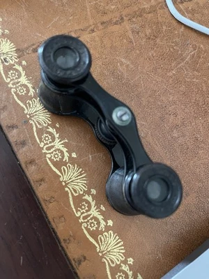 Vintage Theatre or Opera Glasses Brass and Leather Adjustable with Leather Case. - Image 1 of 4