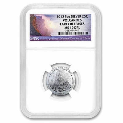 2012 5 oz Silver ATB Hawaii Volcanoes MS-69 PL NGC (ER) - Image 1 of 3