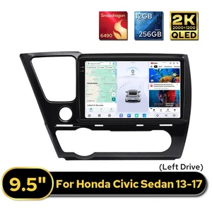 9.5'' QLED Touchscreen Android13 GPS Navigation WiFi 6 for Honda Civic 2013-2017 - Picture 1 of 9