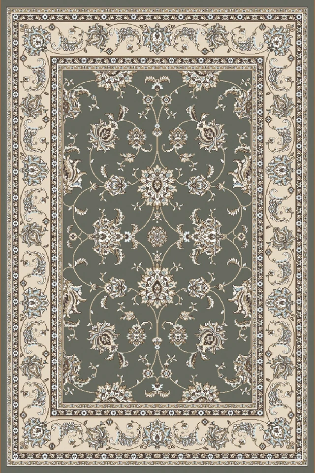 5x7 Radici Green Bordered Vines Petals Floral Area Rug 1780 - Aprx 5' 3" x 7' 3" - Image 1 of 1