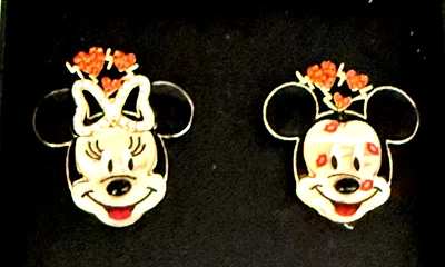 NIB BaubleBar for Disney Gold Tone Minnie & Mickey Mouse Pierced Stud Earrings - Image 1 of 4