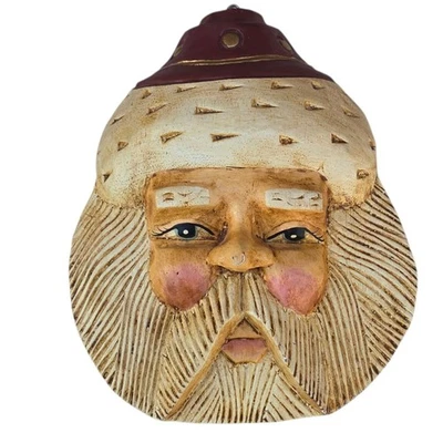 Santa Claus Wall Art Wood Carved 9 inch Vintage Christmas Holiday Decor - Image 1 of 4