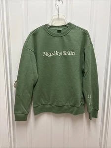 Migraine Brain Green Crewneck Sweatshirt – Unisex Cozy Pullover - Medium - Picture 1 of 8
