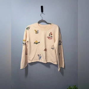 Madewell Women’s Botanical Embroidered Bell-Sleeve Sweatshirt Size Small floral - Picture 1 of 12