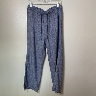 Pantalones para mujer Old Navy de mezcla de lino talla mediana con bolsillos y cordón Foto 1 de 4