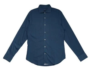 Camisa Fedeli $395 'Sean' Nueva con Etiquetas Azul Sólido Delgada Elástica Algodón (40 IT) 15.75 - Imagen 1 de 6