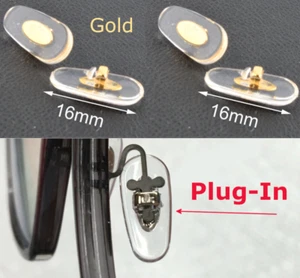 ๐ 2 Pair:16mm Plug-In Push-In Nose Pads Sunglasses for Ray Ban Gold color core - Picture 1 of 12