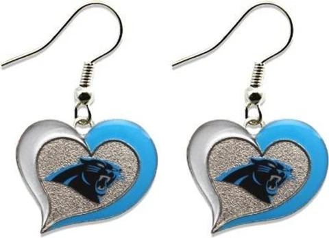 New Carolina Panthers Heart Shape Fish Hook Earrings, Gift for Her Mom, NFL Cover