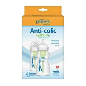 New Dr. Brown's 2-PACK Options+ Anti-Colic Wide-Neck Baby Bottles 9 oz/270ml - Picture 1 of 4