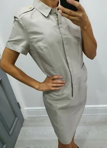 Aquascutum grey short sleeve shirt style dress 40% silk size L RRP £300 BNWT - Picture 1 of 8