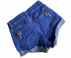Forever 21 Junior/Damen blaue Jeansshorts mittlerer Bund Nieten Gr. S - Bild 1 von 13