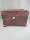 ANTIQUE MAHOGANY ROSEWOOD WOOD WOODEN SARCOPHAGUS DIVIDED TEA CADDY