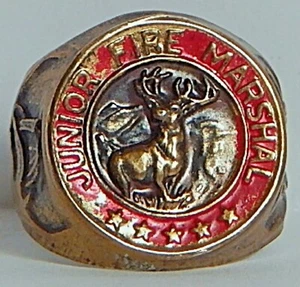 ANILLO DE LATÓN DE LATÓN DE BOMBEROS JUNIOR DÉCADA DE 1950 ELK HARTFORD SEGURO DE INCENDIOS CO. - Imagen 1 de 3