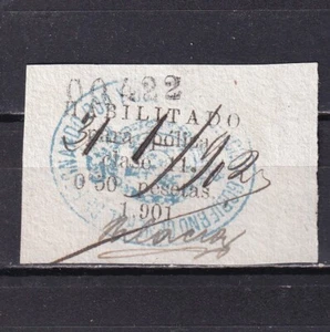 1901 - España - Fernando Poo - Póliza Habilitado 0,5 p. numeración Negra - Imagen 1 de 2