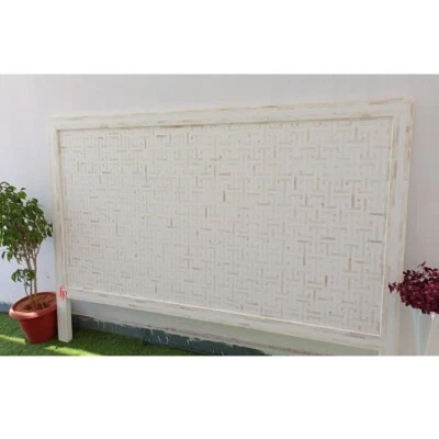 Голова кровати размера Queen White King | изголовье кровати ручной работы с костяной инкрустацией/каркас кровати - Изображение 1 из 4