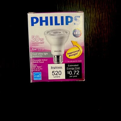 PHILLIPS 6W LED PAR 20 4000K DIMMABLE  -50W EQUIVALENT(6PACK) 520 LUMENS - Image 1 of 2