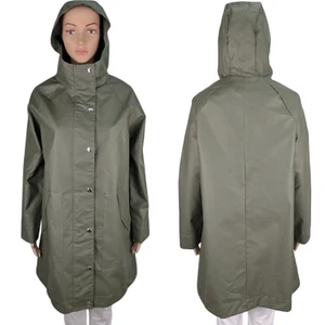 Joe Fresh Active Rain Coat Women's S Green Long Full Zip Snaps Hooded Pockets - Picture 1 of 6