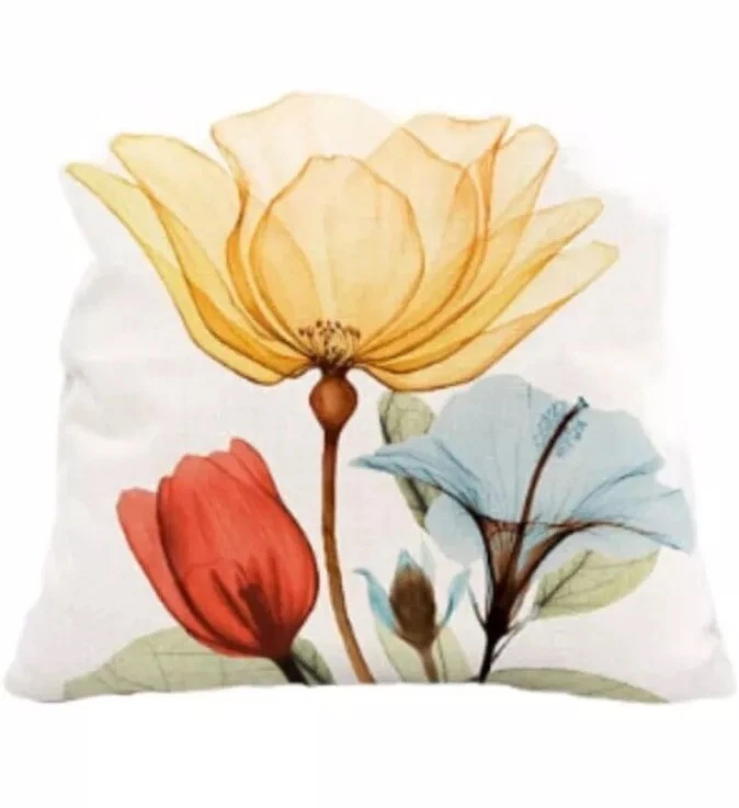 Funda de cojín de cintura de sofá de algodón con flores para decoración del hogar 18x18 pulgadas Foto 1 de 1