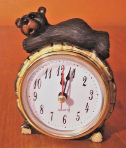 Reloj de Mesa Oso Negro Rústico Imitación Madera Tallada Lodge Cabaña Abrigo Decoración Regalo Nuevo - Imagen 1 de 3