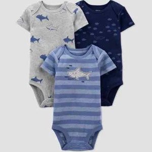 Baby Boys' 3pk Shark Bodysuit - Just One You  Made by Carter's NWT size-3 months - Picture 1 of 4