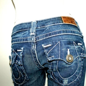 True Religion Jeans Gr. 25x13 Heritage Flap Pkt mit weißen Nähten Denim Shorts - Bild 1 von 6