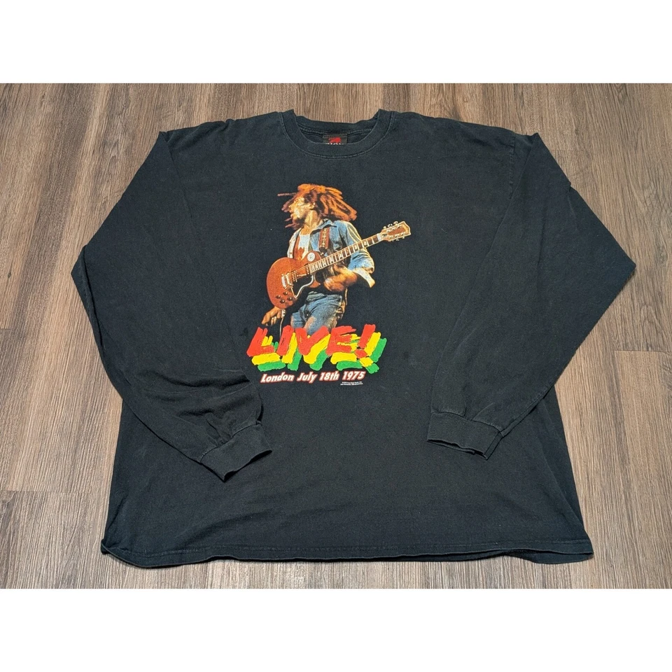 Zion Rootswear Bob Marley Live! London 1975 Graphic Long Sleeve T-Shirt 3XL READ - Image 1 of 4