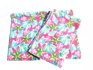 Cynthia Rowley Hand Towels Pink Shells New without Tags Aqua starfish 19" x 28" - Picture 1 of 5