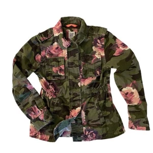 Gap Kids Vintage Full Zip Floral & Camo Army Jacket Girls Size 8-9 M Regular - Picture 1 of 6