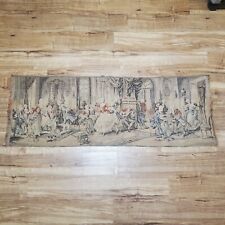 Antique Classical French Court Scene Cloth Tapestry 19" x 55" 1920s-1930s