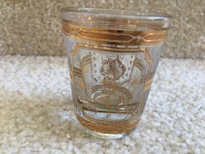 VTG Gold & Frost Las Vegas Show Girl, Cards & Dice 2 1/4" Shot Glass FREE SHIP - Picture 1 of 5