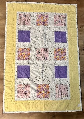 Ручной работы ребенка / ребенка ясельного возраста лоскутное одеяло феи звезды сверкают сердца цветы фиолетовый розовый - Изображение 1 из 4