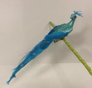 30 cm blau/blaugrüner Vogel/Pfauen Weihnachtsdekorationen Clip On Pack x2 - Bild 1 von 2