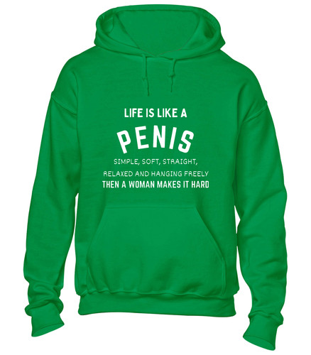 RHUDE LIFE IS LIKE A PENIS FELPA CON CAPPUCCIO DIVERTENTE SCHERZO MALEDUCATO NOVITÀ SARCASTICO REGALO PER PAPÀ