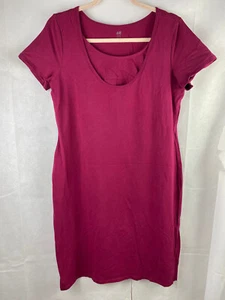 H&M Dress Size L Fuchsia Pink Short Sleeve Breastfeeding Maternity - Picture 1 of 11