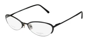 NEW VERA WANG LUXE EPIPHANY II EYEWEAR ITALY CAT EYE HALF-RIM BLACK 52-17-140 BK - Picture 1 of 8