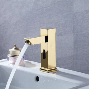 6.8 inch Gold Touchless Bathroom Basin Sink Mixer Sensor Faucet Single Hole Taps - Picture 1 of 9