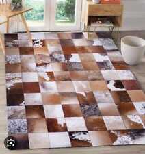 Leather Carpet Hand Woven Patchwork Decorative Rug Hair Animal Hide Area Rugs