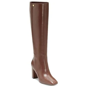 Cole Haan Chrystie Brown Leather Square toe Knee-High Boots Shoes Size 11 New - Picture 1 of 16