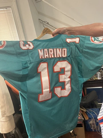 VTG 90s Dan Marino Miami Dolphins Jersey Mens M Wilson Teal Authentic 13 NFL Cover