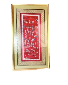 Vintage Chinese 100 Playing Children Hand Embroidered Silk Textile Panel - Picture 1 of 4
