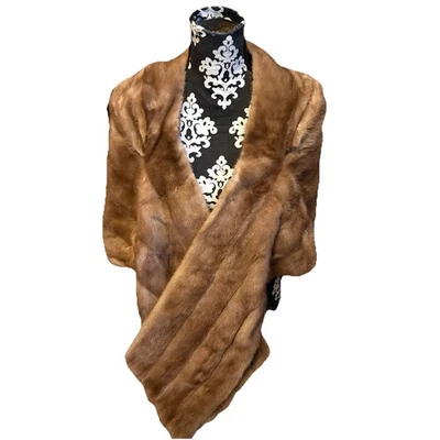 Vintage Light Brown Mink Fur Shawl Wrap Stole - Image 1 of 4
