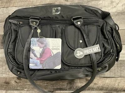 NUEVO OIOI NEGRO MULTI BOLSILLO BOLSA DE PAÑALES DE VIAJE, MOCHILA JUEGO DE 4 PIEZAS Foto 1 de 4