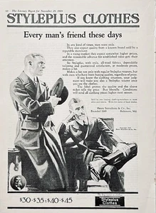 1919 Ad Henry Sonneborn & Co Baltimore Men's Styplus Clothes All Wool Tailored - Picture 1 of 1