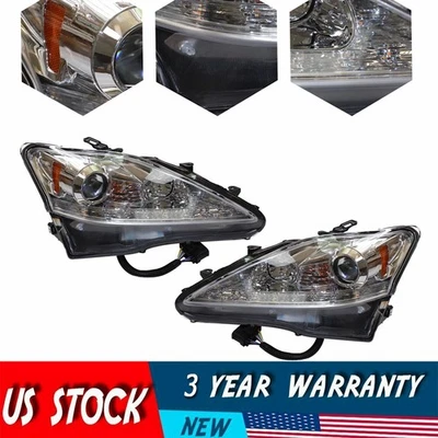 For 2006-2013 Lexus IS250 IS350 Left+Right LED DRL Projector Headlights Chrome Foto 1 de 4