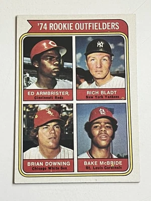 Brian Downing RC, Bake McBride, Ed Armbrister, Rich Bladt 1974 Topps Rookie OFs - Image 1 of 4