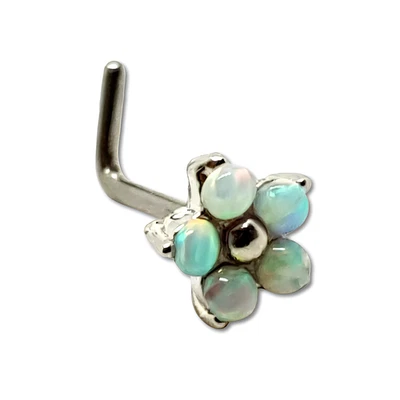 Opal Flower AB Nose Stud Aurora Borealis Acciaio chirurgico 20 g (0,8 mm) L... - Immagine 1 di 4