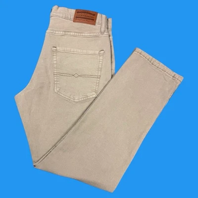 Lucky Brand 410 Mens 33x30 Athletic Straight Stretch Canvas 5 Pocket Beige Pants - Image 1 of 4