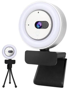 Webcam With Ring light And Microphone UHD 2K HIGH DEFINITION USB Plug And Play - Photo 1/10