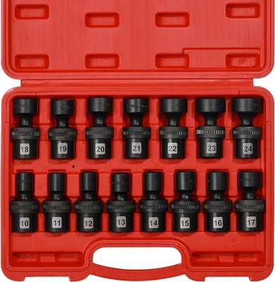Mayouko 15 PCS 1/2" Drive Standard Universal Impact Socket Set, Metric, 10-24Mm  - Image 1 of 4