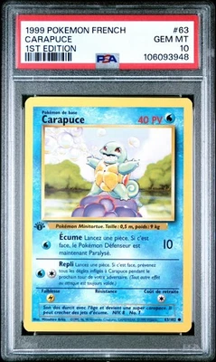 1999 Pokemon Base Set French Carapuce Squirtle 1st Edition #63 PSA 10 GEM MINT - Image 1 of 2